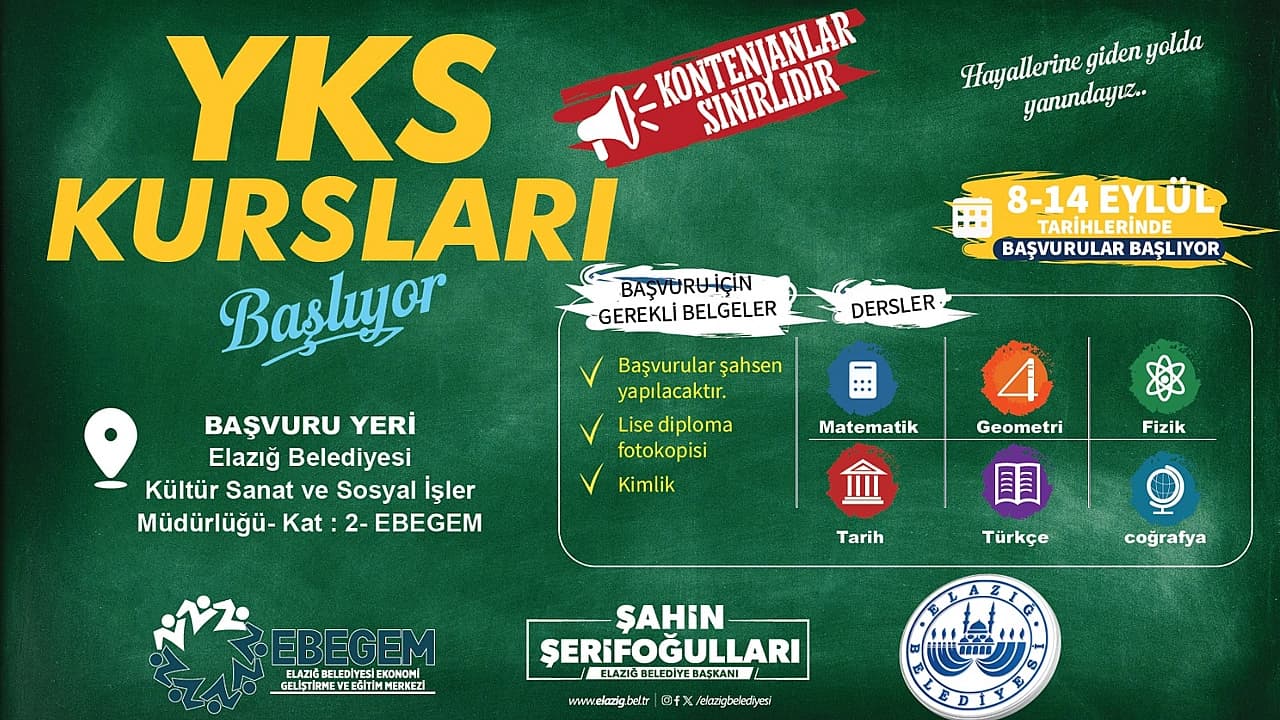 Elazığ Belediyesi’nden ücretsiz YKS kursu